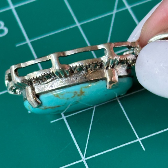 Turquoise marcasite beautiful sterling silver pendant - Picture 7 of 9